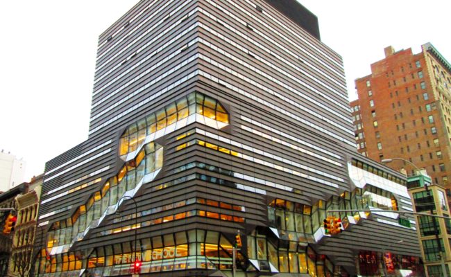 The building exterior of the New School in New York